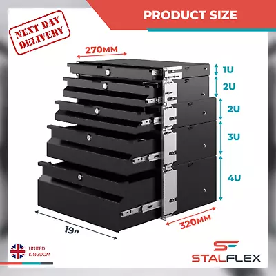 19  2U 3U 4U RACK Mount Drawer Network Data Server Cabinet Studio Case PA DJ • £50.95