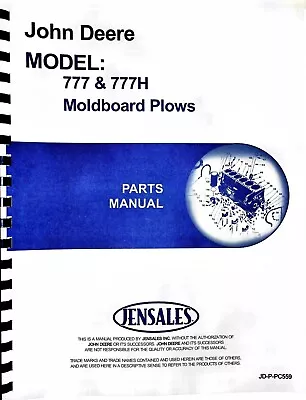 John Deere 777 777H Moldboard Plow Parts Manual Catalog • $26.98