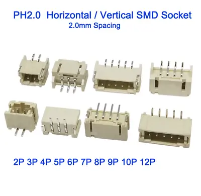 PH2.0 Connector 2-12Pin Vertical/Horizontal SMD 2.0mm Pitch PCB Header Socket • $1.81