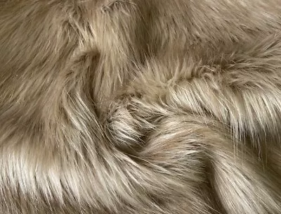 Super Luxury Faux Fur Fabric Material - LONG PILE CAMEL • £9.99