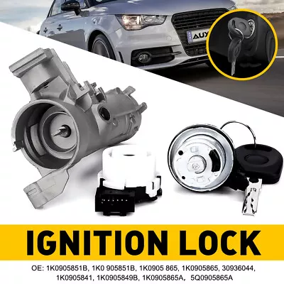 IGNITION STARTER SWITCH STEERING LOCK BARREL & KEY For VW BEETLE CADDY EOS GOLF • $37.88