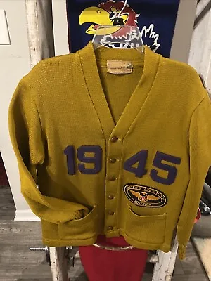 Vintage Varsity Letterman Cardigan 1945 United States Navy Aviation 20x25 40’s  • $225