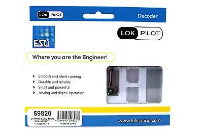 ESU 59820 LokPilot 5 Micro DCC Decoder W/8-pin Harness NEM652 N Scale • $35.49