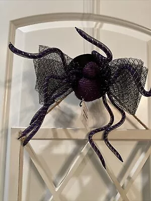 NWT Spider Hat Halloween Headpiece Costume Party Hair Clip Bow Purple Black • $6