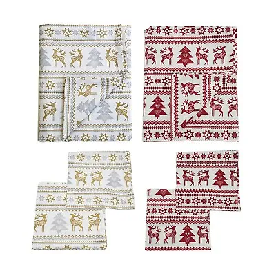 £17 • Buy Christmas Nordic Table Linen , Cotton, Reindeer Print 
