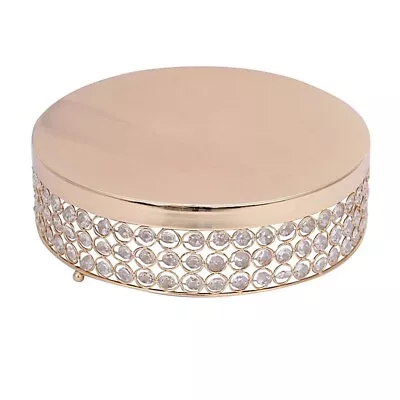 13.5  Wide Gold Metal Cake Stand With Crystal Beads Wedding Birthday Events • $41.63