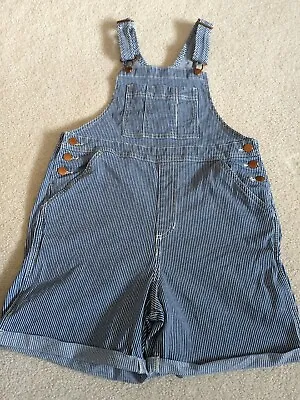 Universal Thread Shortalls Womens 2 Blue Striped Overall Shorts Bib Pockets  • $19