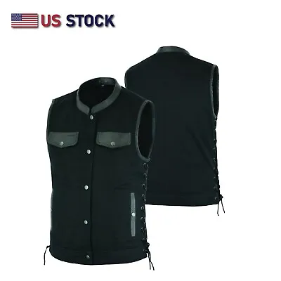 Men's Motorcycle Denim OUTLAW SOA Club Style Vest Gun Pockets Biker 21685/Side • $39.99