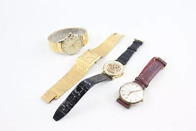 Men's Vintage Gold Tone WRISTWATCHES Hand-wind WORKING Inc. Rotary Etc. X 4 • $1.25