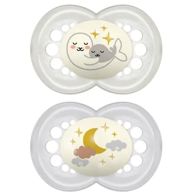 MAM Night Pacifier Glows In The Dark 6-16 Months Unisex 2 Pack • $12.75