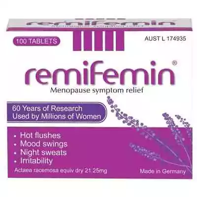 Remifemin Menopause Symptom Relief 100 Tablets Hot Flushes Night Sweats Mood • $13.55