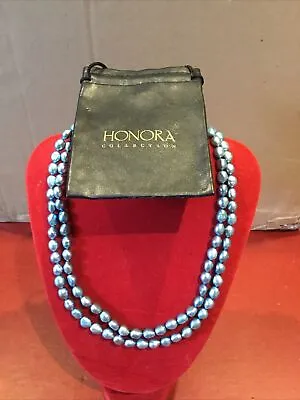 Honora Baroque Pearl Necklace Teal 925 Silver Clasp & Pouch #4 • £24