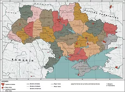 Map Of Ukraine Between West And East Home School Poster Print History Geography • $13.95