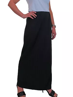 Womens Maxi Long Skirt Office Day Elastic Waist Black Size 10-22 • £15.99