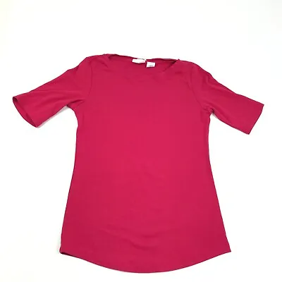 Sigrid Olsen Womens T-Shirt Pink Elbow Short Sleeve Boat Neck Stretch Top Tee XS • $10