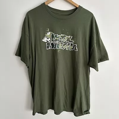Metal Mulisha Y2K Shirt Mens 2XLarge Green Grunge Mall Goth MMA Elite Cyber • $4.95