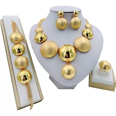African Jewelry Round Necklace Dubai Gold Bracelet Wedding Jewelry Set For Women • $23.98