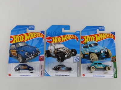 $11.66 • Buy 3x Lot Volkswagen VW Bug Beetle Woodie #42 Rat Rod #69 Baja #160 Hot Wheels