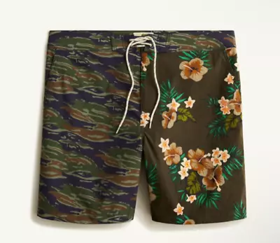 NWT J.CREW MEN 7  Breaker Stretch Camo-Floral Board Shorts Size 32 • $24.95