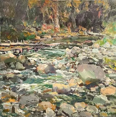 Gloucester MA Artist Charles Movalli Landscape Painting  Mountain Stream  • $6500