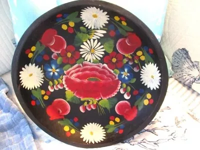 Extra-Large Hand Painted Vintage Wood Colorful Folk Art Mexican Batea Tole Tray • $50.82