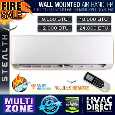 Stealth 9K / 12K / 18K / 24K BTU Wall Mounted Multi-Zone Mini-Split Air Handler • $292.50