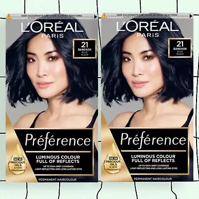 L'Oreal Paris Preference Permanent Hair Colour 21 Blue Black X 2 PACKS • £17.49