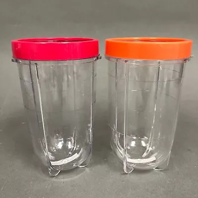 Magic Bullet Cups Party Cups With Red Orange Comfort Lip Rings Lot Of 2 • $14.99