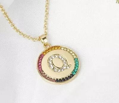 1.1Ct Multi Color Lab Created Diamond Letter  Q  Pendant 14k Yellow Gold Plated • $101.99