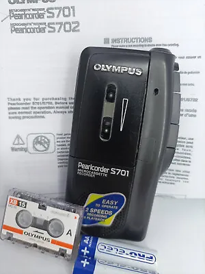 Olympus Pearlcorder S701 Micro Cassette Handheld Voice Recorder Dictaphone BLACK • £69.99