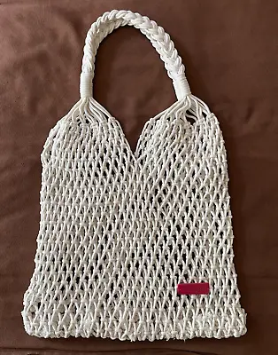 LANCOME Macrame Braided Crochet Handle Reusable Shopping Beach Tote Bag NEW • $13.99