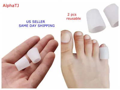 2) Pcs Silicone Gel Pinky Toe Sleeves Protectors Covers For Blister Hammer Toes • $3.99