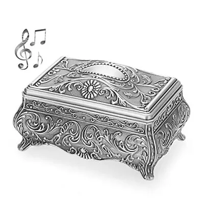  Vintage Metal Music Box Wind Up Musical Jewelry Box Keepsake Box Small  • $40.39