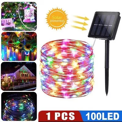 300 LED Solar Curtain String Lights Outdoor Fairy Lights Wedding/Party/Garden • $9.39