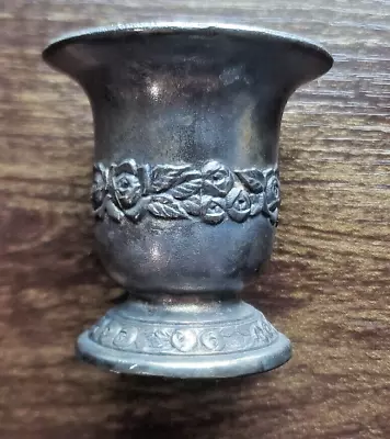 Vintage Toothpick Holder Embossed Flowers Roses Silver Plated • $12