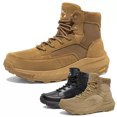 Mens Leather Military Boots Tactical Boots 6 Inches Hiking Outdoor Combat Boots • $66.99