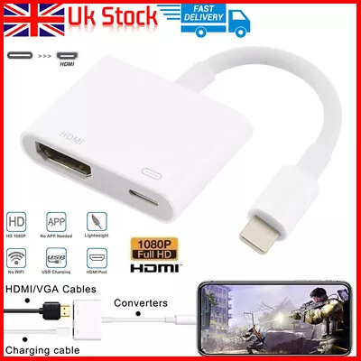 8pin To HDMI Digital TV AV Adapter Cable For IPad IPhone 7 8 XR 11 12 13 14 Pro • £7.59