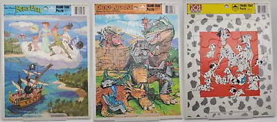 Lot Of (3) Vtg Frame-tray Puzzles: Dino-riders Peter Pan 101 Dalmations • $33.24