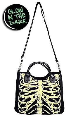 £27.99 • Buy Black Gothic Emo Punk Rockabilly Glow In The Dark Skeleton Bag BANNED Apparel