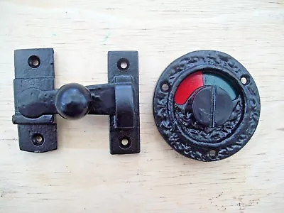 $33.42 • Buy Black Antique Iron WC Vacant Engaged Toilet Bathroom Door Lock Indicator Bolts