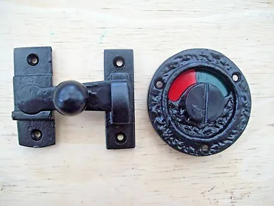 Black Antique Iron WC Vacant Engaged Toilet Bathroom Door Lock Indicator Bolts • $35.09