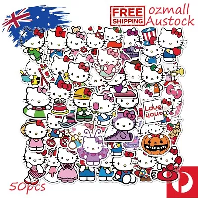 50pcs Hello Kitty Cartoon Stickers P2 Decal Kids Car Birthday Party Skateboard • $4.99