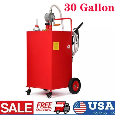 30 Gallon Fuel Caddy Gas Storage Tank & 4 Wheels With Manual Transfer Red • $193.19