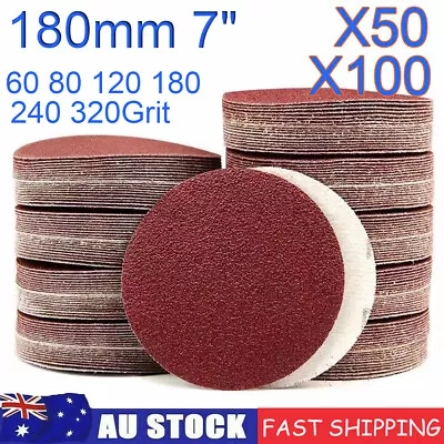 180mm 7  Inch Sanding Discs Pad Hook Loop Drywall 60-320 Grit Abrasive Sandpaper • $25.79