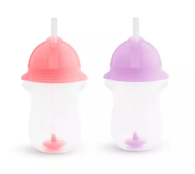 2-PACK MUNCHKIN Any Angle Weighted Straw Cups W Lock Lid 10oz Pink & Purple NIB • $14.99