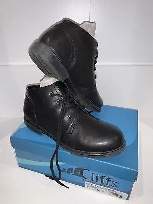 Cliffs By White Mountain Mens Sz 9 Darcella Black/Textured Leather Lace Boots • $35