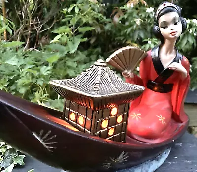 Vintage Tretchikoff Era Chalkware Oriental Lady Lamp Geisha 50s 60s Rockabilly • £250
