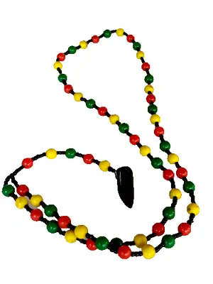 Rasta Necklace  Reggae Africa One Love Red Yellow Green Beads 25incheJamica • $15.99