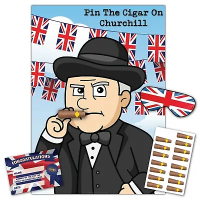 VE Day Party Game –Pin The Cigar On Churchill - 16 PlayerBlindfoldWinner Prize • £4.99