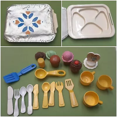 Vintage Fisher Price Fun With Food Play Kitchen Dishes TV Dinner Lot • $19.50